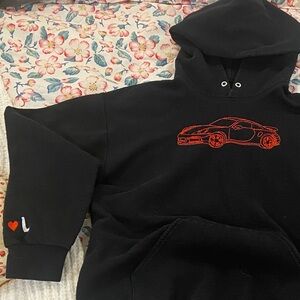 Black Streetwear Hoodie w Red Car Design